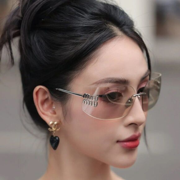 NEW Miu Miu MU54YS 1BC10F Silver Mirror Wraparound Rimless Women Sunglasses main image 6